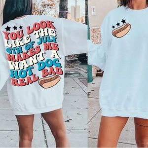 Unisex Fit SHORT SLEEVE TEE VERSION Hot Dog Patriotic Tee Jennifer Coolidge